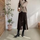 Woolen A-line Long Skirt