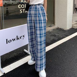 Plaid Wide Leg Pants / Short-sleeve Print T-shirt