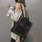 Contrast-stitching Buckled Backpack