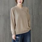 Long-sleeve Frog Button Knit Top