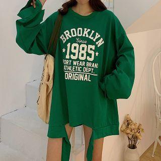 Long-sleeve Lettering Strappy T-shirt