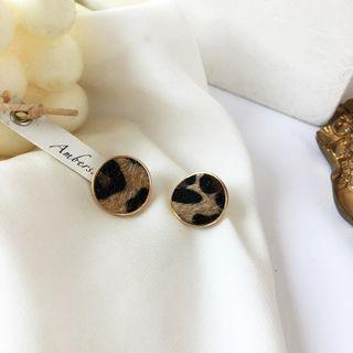 Leopard Print Fabric Disc Earring