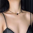 Stainless Steel Disc Choker Black Disc - Gold - One Size