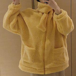 Fleece Scarfed Zip Coat