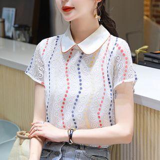 Short-sleeve Dotted Lace Blouse