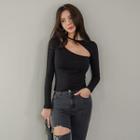 Cutaway-front Slim-fit Top