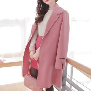 Pompom-detail Wool Blend Coat