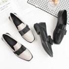 Faux Leather Ribbon Accent Loafers