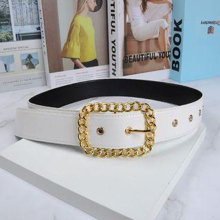 Faux Leather Belt White - 103cm