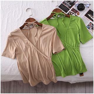 Plain Halter V-neck Top