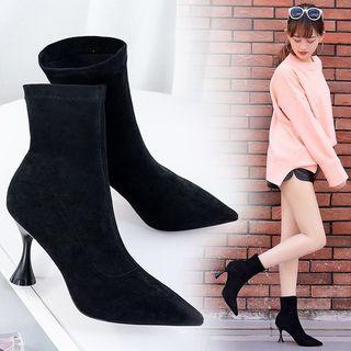 High Heel Velvet Short Boots