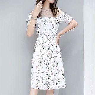 Short-sleeve Ruffle Floral Dress