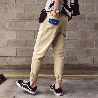 Applique Cropped Slim-fit Pants