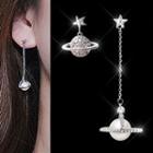 Planet Non-matching Drop Earring As Shown In Figure - One Size