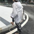 Hooded Lettering Long-sleeve Top White - One Size