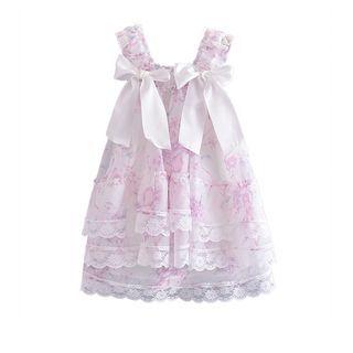 Sleeveless Ribbon Lace Trim Layered Mini A-line Dress