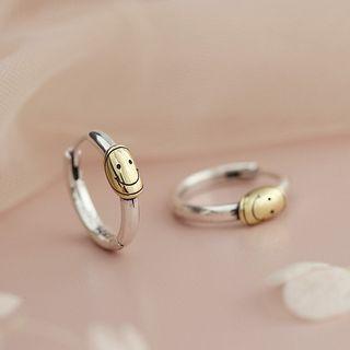 Smiley Sterling Silver Hoop Earring