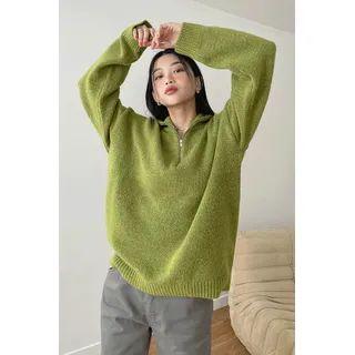 Couple Mock-neck Zipped Sweater