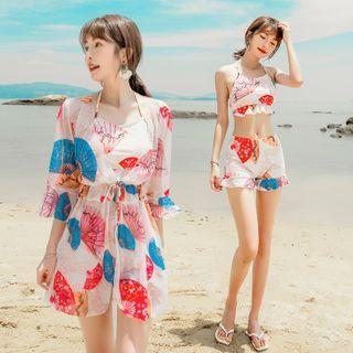 Set: Printed Swim Top + Bottom + Light Jacket