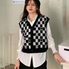 Checkerboard Sweater Vest / Plain Shirt