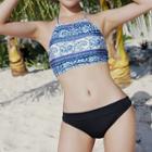 Patterned Cropped Tankini