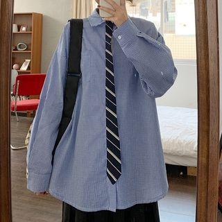 Striped Mock-tie Shirt