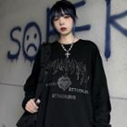 Flame Rhinestone Long-sleeve T-shirt