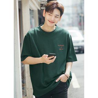 Lettering-embroidered Oversized T-shirt