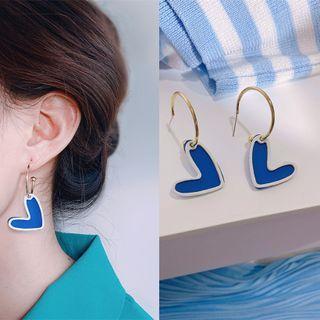 Heart Alloy Dangle Earring 1 Pair - Gold & Blue - One Size