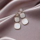 Rhinestone Shell Square Dangle Earring 1 Pair - As Shown In Figure - One Size