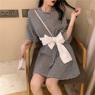 Bow Waist Short-sleeve T-shirt Dress