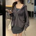 Hooded Sweatshirt Jacket / Tank Dress