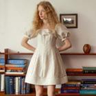 Short-sleeve Heart Embroidered Mini A-line Dress