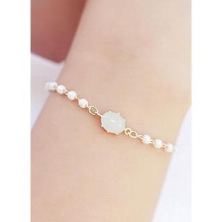Gemstone Faux-pearl Bracelet
