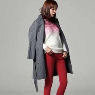 Flap-front Wool Blend Trench Coat