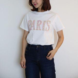 Paris Letter Appliqu  T-shirt