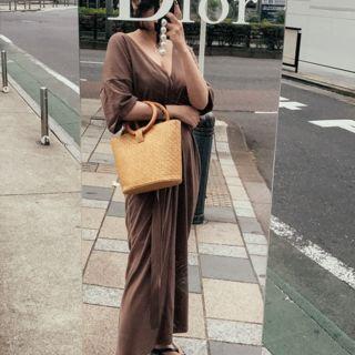 V-neck Cotton Dress With Sash