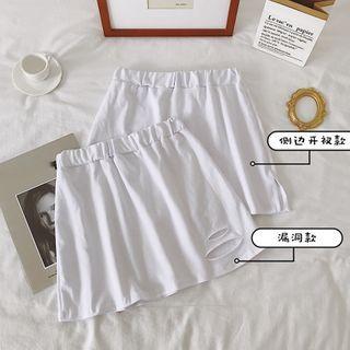 High-waist Ripped Mini Skirt