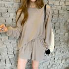 Linen Blend T-shirt & Shorts Lounge Set