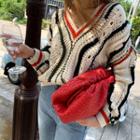 V-neck Stripe Chunky Sweater Cream - One Size
