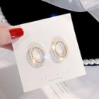 Faux Pearl Oval Earring E1159 - Gold - One Size