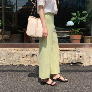 Pastel Color Linen Blend Wide Pants