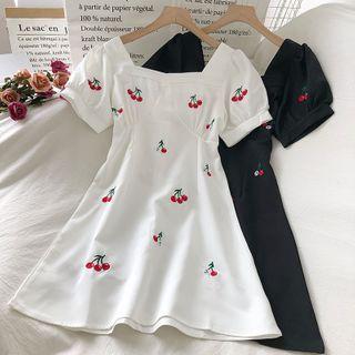 Cherry Embroidered A-line Dress