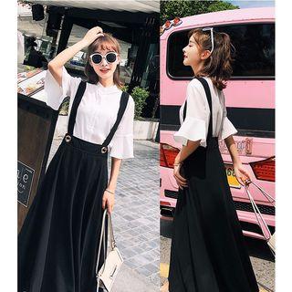 Set: Elbow-sleeve Shirt + Jumper Midi Skirt