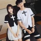 Couple Matching Cross Print Short-sleeve T-shirt / Skirt / Shorts