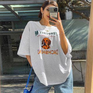 Letter Dog-printed Oversized T-shirt