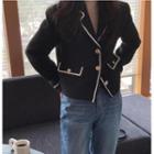 Long Sleeve V Neck Contrast Trim Jacket