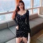 Long-sleeve Star Velvet Mini Dress