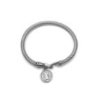 Embossed Disc Stainless Steel Bracelet 1pc - Silver - One Size