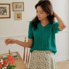 Vivid V-neck Cable-knit Top